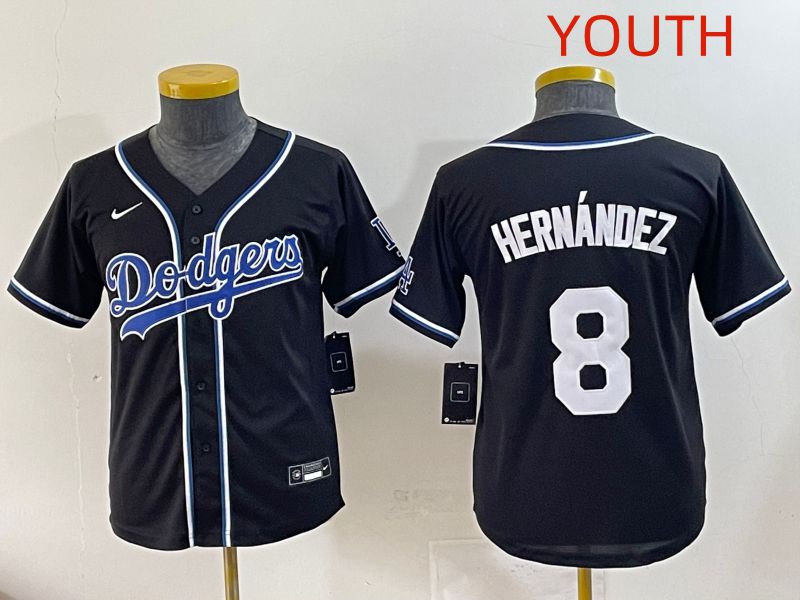 Youth 2025 Los Angeles Dodgers #8 Hernandez Black Three generations Fashion Nike MLB Jersey style 1->youth mlb jersey->Youth Jersey